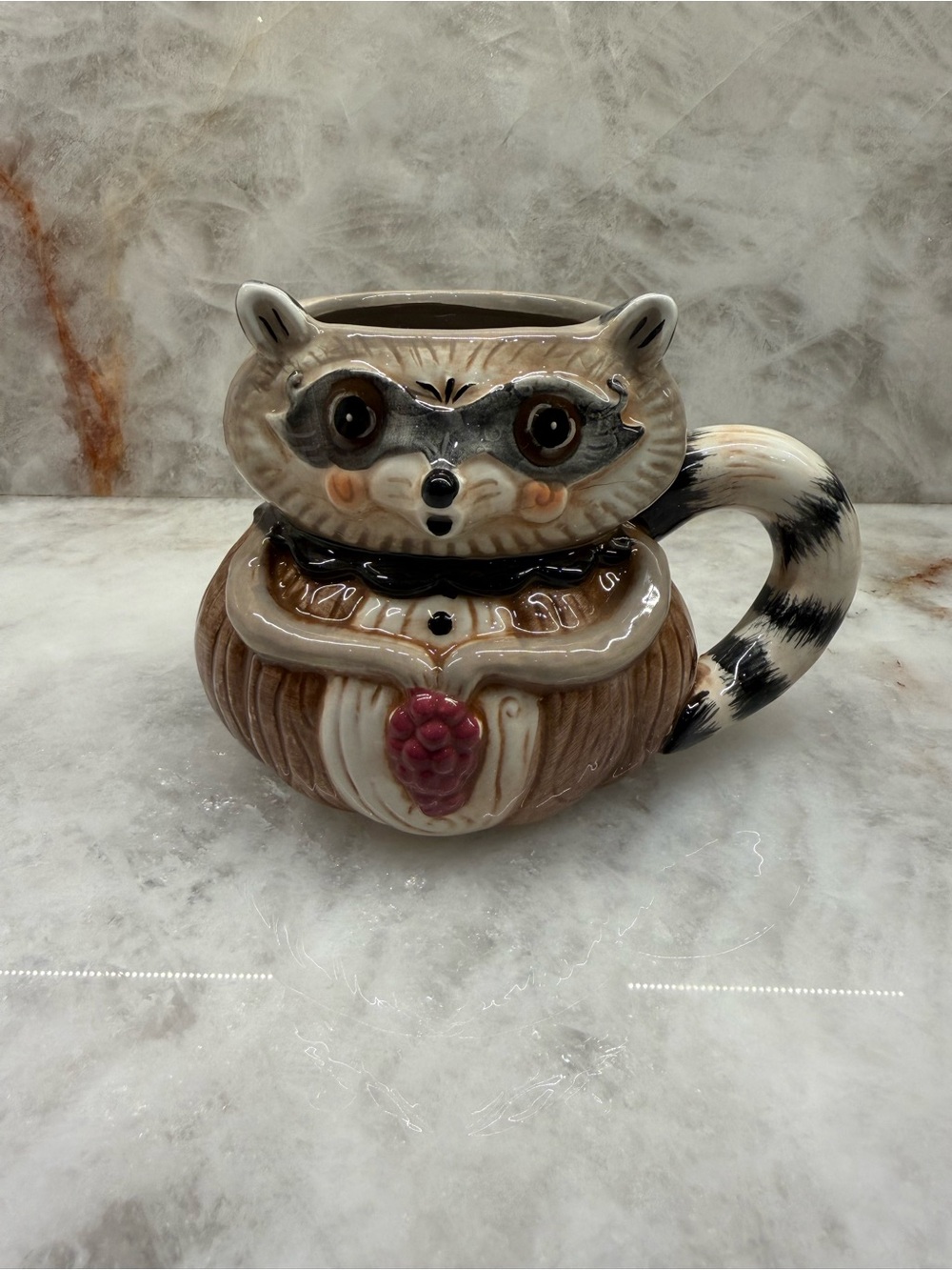 New Johanna Parker Transpac Raccoon Ceramic Mug Fall Harvest